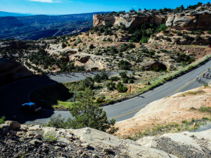 Winding road climbing Colorado National Monument