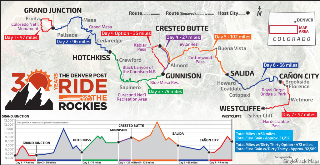 Ride the Rockies Route Map for this year